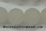 CAG6683 15 inches 14mm round white pilates agate beads