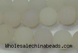 CAG6687 15 inches 8mm round white pilates agate beads