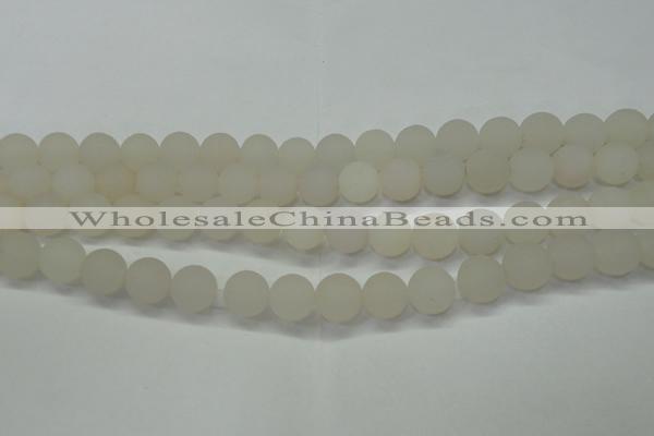 CAG6687 15 inches 8mm round white pilates agate beads