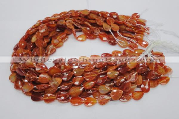 CAG670 15.5 inches 13*18mm faceted flat teardrop natural fire agate beads