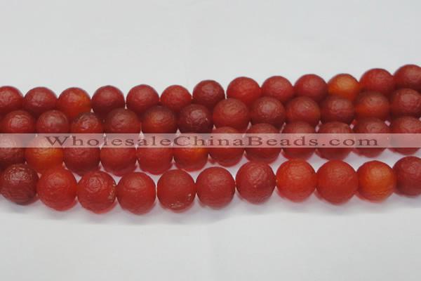 CAG6702 15 inches 12mm round red pilates agate beads