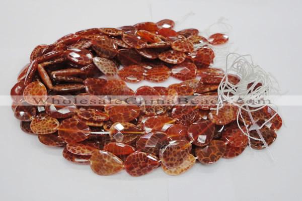 CAG671 15.5 inches 18*25mm faceted flat teardrop natural fire agate beads