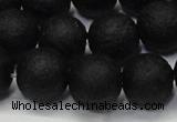 CAG6741 15 inches 10mm round black pilates agate beads