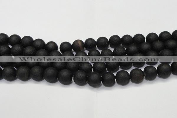 CAG6741 15 inches 10mm round black pilates agate beads