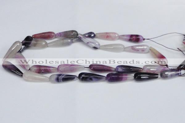 CAG6892 15.5 inches 10*30mm faceted teardrop line agate beads