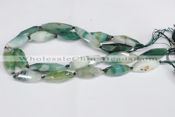 CAG6912 15.5 inches 13*35mm - 15*45mm faceted rice line agate beads