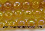 CAG7123 15.5 inches 10mm round AB-color yellow agate gemstone beads