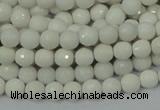 CAG7185 15.5 inches 3mm faceted round white agate gemstone beads