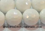 CAG7187 15.5 inches 18mm faceted round white agate gemstone beads