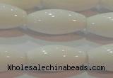 CAG7206 15.5 inches 7*21mm rice white agate gemstone beads