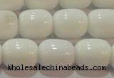 CAG7211 15.5 inches 10*12mm drum white agate gemstone beads