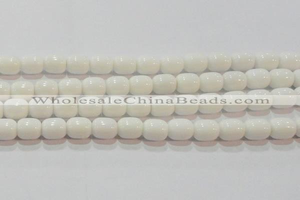 CAG7211 15.5 inches 10*12mm drum white agate gemstone beads