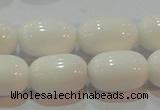 CAG7212 15.5 inches 10*14mm drum white agate gemstone beads