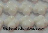 CAG7221 15.5 inches 14*14mm carved flower white agate gemstone beads