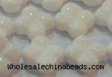 CAG7223 15.5 inches 18*18mm carved flower white agate gemstone beads