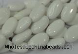 CAG724 15.5 inches 8*14mm oval white agate gemstone beads wholesale