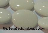 CAG7243 15.5 inches 22*30mm oval white agate gemstone beads