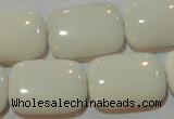 CAG7248 15.5 inches 15*20mm rectangle white agate gemstone beads