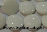 CAG7252 15.5 inches 12mm flat round white agate gemstone beads