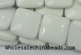 CAG726 15.5 inches 20*20mm square white agate gemstone beads