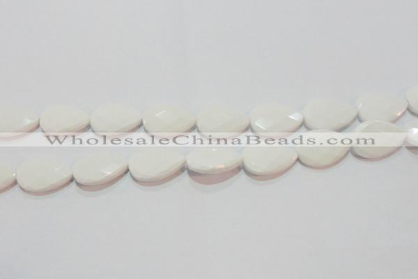 CAG7266 15.5 inches 13*18mm faceted flat teardrop white agate beads