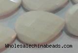 CAG7269 15.5 inches 20*30mm faceted flat teardrop white agate beads