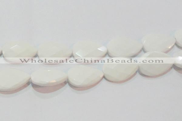 CAG7270 15.5 inches 30*40mm faceted flat teardrop white agate beads