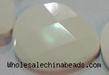 CAG7271 15.5 inches 40*50mm faceted flat teardrop white agate beads