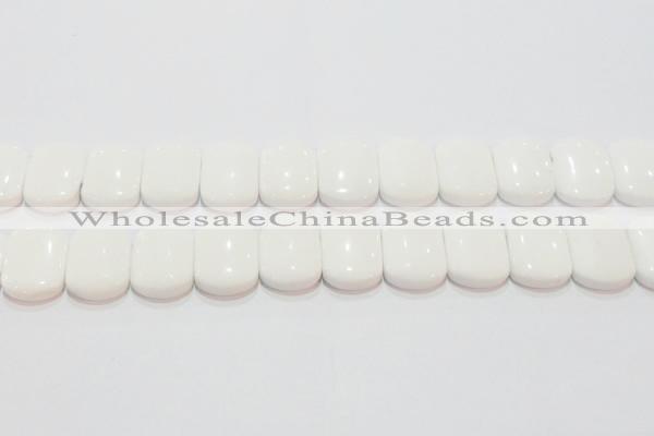 CAG7275 15.5 inches 18*25mm rectangle double drilled white agate beads