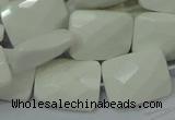 CAG728 15.5 inches 18*25mm twisted faceted rectangle white agate beads