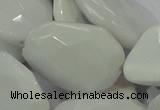 CAG730 15.5 inches 20*30mm faceted freeform white agate beads