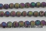 CAG7449 15.5 inches 6mm round plated druzy agate beads wholesale