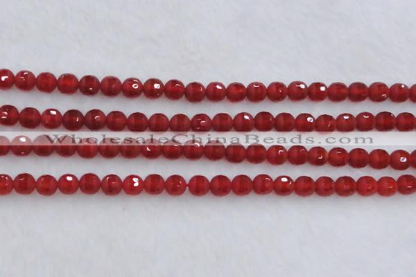 CAG7456 15.5 inches 6mm faceted round matte red agate beads