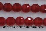 CAG7457 15.5 inches 8mm faceted round matte red agate beads