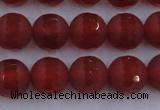 CAG7458 15.5 inches 10mm faceted round matte red agate beads