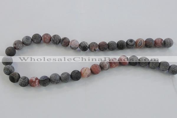 CAG7554 15.5 inches 12mm round frosted agate beads wholesale