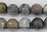 CAG7871 15.5 inches 16mm faceted round silver needle agate beads