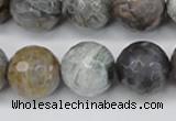 CAG7873 15.5 inches 20mm faceted round silver needle agate beads