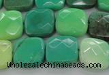 CAG7913 15.5 inches 15*15mm faceted square grass agate beads