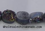 CAG7950 7.5 inches 8*10mm oval plated white druzy agate beads