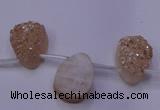 CAG7971 Top drilled 13*18mm flat teardrop plated white druzy agate beads