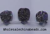 CAG7974 Top drilled 13*18mm flat teardrop plated white druzy agate beads