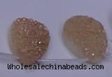 CAG7982 Top drilled 22*30mm flat teardrop plated white druzy agate beads