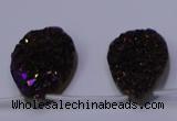 CAG7986 Top drilled 22*30mm flat teardrop plated white druzy agate beads