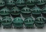 CAG8006 15.5 inches 10mm carved round green agate beads