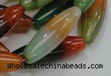 CAG811 15.5 inches 12*40mm rice rainbow agate gemstone beads