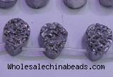 CAG8112 Top drilled 12*16mm teardrop silver plated druzy agate beads