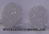 CAG8139 Top drilled 22*30mm teardrop white plated druzy agate beads