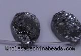 CAG8142 Top drilled 30*40mm teardrop silver plated druzy agate beads