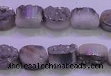 CAG8152 7.5 inches 10*14mm oval silver plated druzy agate beads